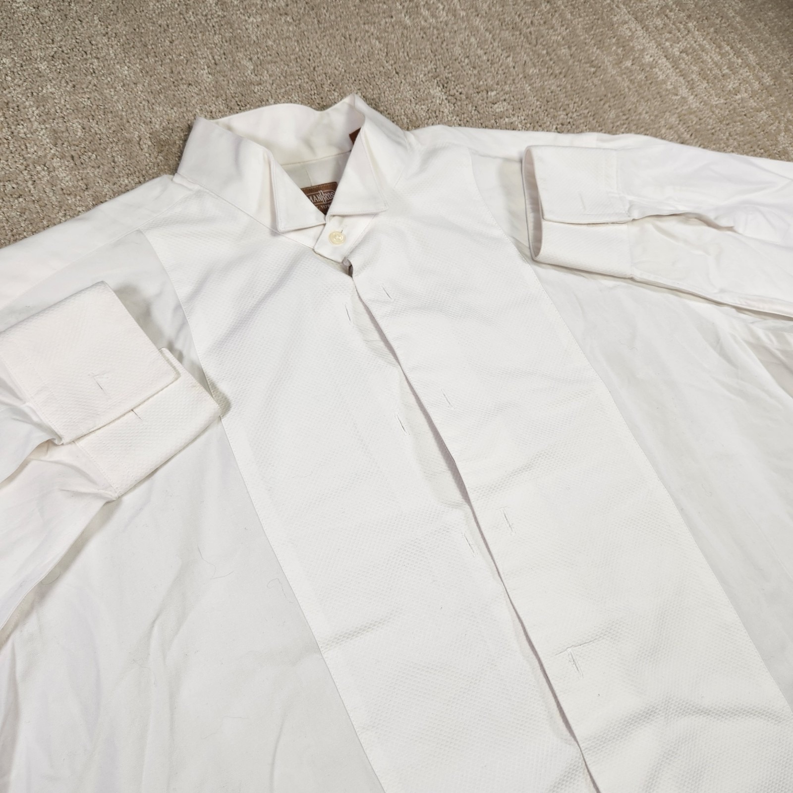 Gitman Bros Dress Shirt Mens 16.5 35 White Tuxedo French Cuff *Read Usa Made
